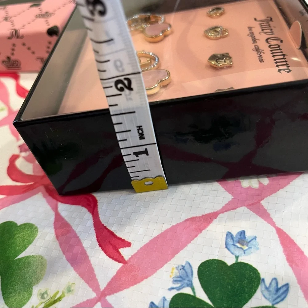 Juicy Couture Set of 3 Earrings (JC Hearts, Shields and Keyholes) New in Box - Picture 8 of 16